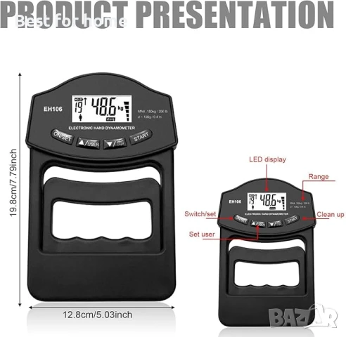 Цифров измервател на силата на ръцете, динамометър за ръце, снимка 2 - Други - 50563447