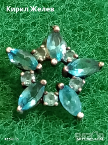 Колие сребърна звезда 🌟 със инкростирани кристали ТОПАЗ 34285, снимка 6 - Колиета, медальони, синджири - 52686750