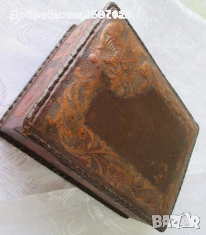 Стара ролетка 10 метра,  ролетка за мерене, кожа месинг маркировка, кутия кожа и дърво за цигари, снимка 17 - Антикварни и старинни предмети - 32607772