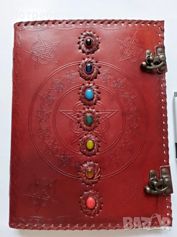 Кожен тефтер с инкрустация, снимка 7 - Други ценни предмети - 52679915