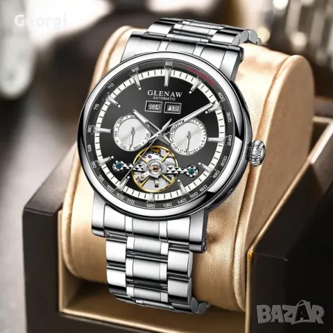 Мъжки Автоматичен, Класически GLENAW часовник* Стоманен металик!, снимка 4 - Мъжки - 49416250