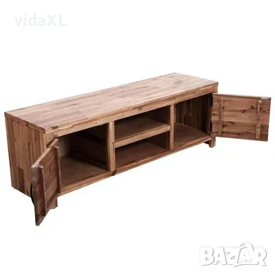 vidaXL ТВ шкаф, акациево дърво масив, 120x35x40 см（SKU:246044）, снимка 4 - Шкафове - 49385676