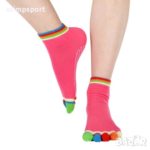 Меки къси чорапи с пръсти, без пета. Подходящи за йога, тренировки по пилатес и гимнастика. , снимка 3 - Йога - 45276220