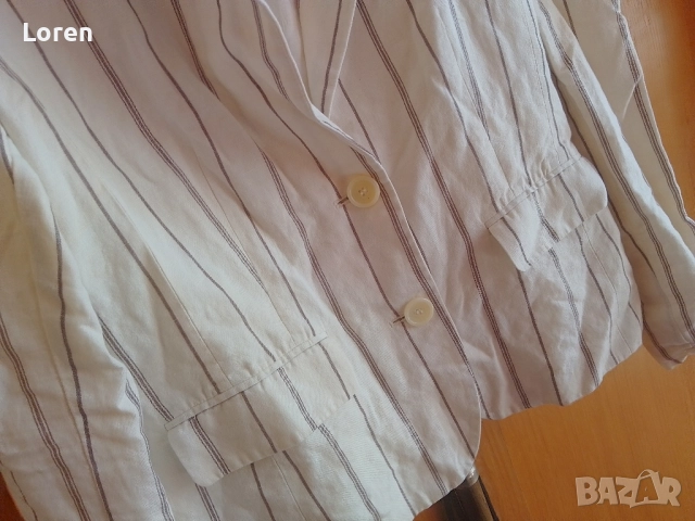 Подарявам!Бяло сако на кафеви раета, снимка 4 - Сака - 52074619