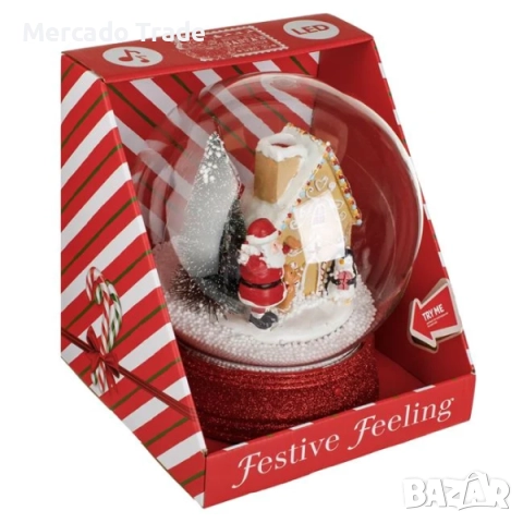 Коледна снежна топка с автоматичен сняг, Дядо Коледа, елен, елхи, LED, снимка 3 - Декорация за дома - 52749512