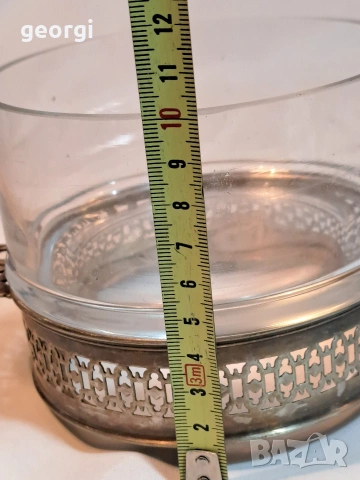 стъклена бонбониера с посребрен пиедестал 33/2, снимка 8 - Аксесоари за кухня - 53487131