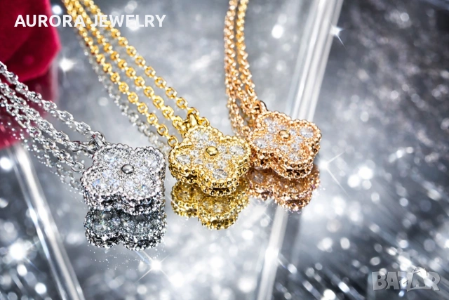 Van Cleef & Arpels VCA Gold Diamond Sweet Alhambra Clover Дамско Колие, снимка 14 - Колиета, медальони, синджири - 53918505