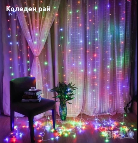 LED лампички тип завеса с падащи капки водопад, снимка 3 - Лед осветление - 52337179