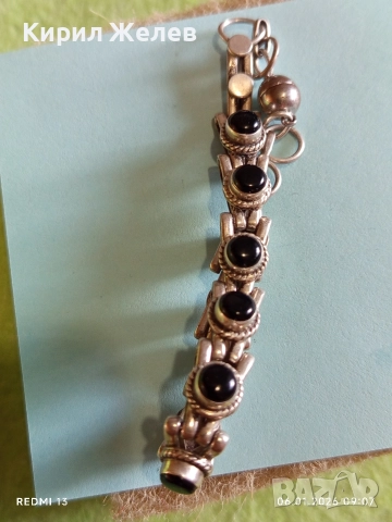 Сребърна гривна с ОНИКС ръчна занаятчийска изработка уникална 34313, снимка 10 - Гривни - 53002389