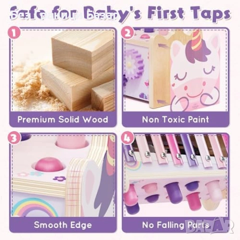 Нова монтесори Дървена образователна играчка чукче и ксилофон за деца, снимка 3 - Образователни игри - 53914381