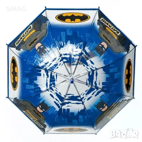 Детски прозрачен син чадър Batman автоматичен 81см_1242382