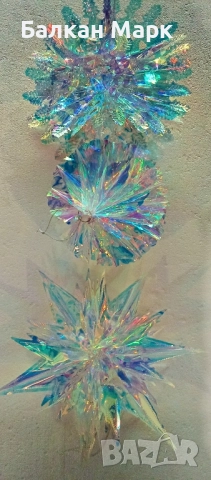 3D Коледна украса – снежинка, звезда, топка с отблясъци,променящи се цветове 