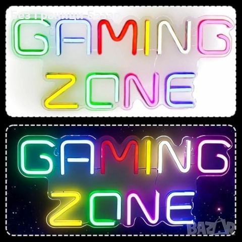Нова Led 32 см Gaming Zone неонова лампа USB декор за геймъри стая дом, снимка 7 - Лед осветление - 52469985