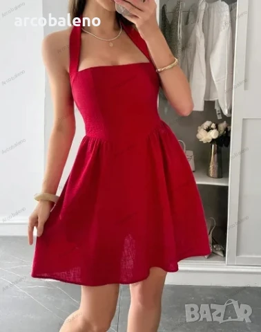 Елегантна дамска къса рокля с деколте, 4цвята , снимка 3 - Рокли - 50539652