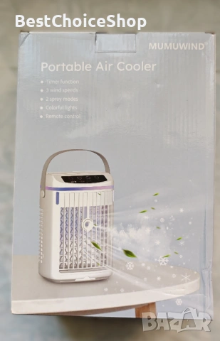 4-в-1 Портативен климатик, воден вентилатор с 3 скорости и нощна светлина, снимка 2 - Климатици - 54008607