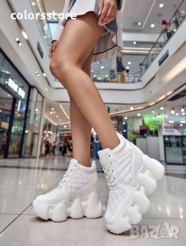 Кецове на платформа - бяла кожа - PA600 