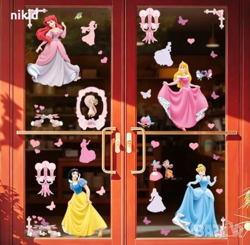 4 Принцеси Снежанка Белл стена самозалепващ стикер лепенка стена мебел прозорец детска стая детски, снимка 5 - Други - 53841947