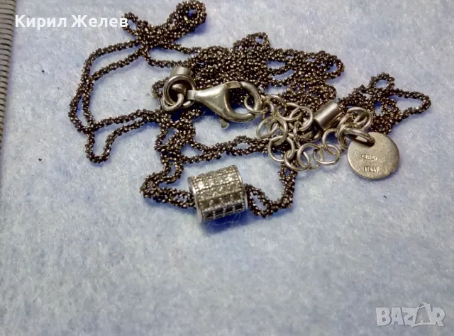 ИЗЯЩНО НЕЖНО СРЕБЪРНО КОЛИЕ СРЕБРО 925 ITALY с РОДИЕВО ПОКРИТИЕ и ИСКРЯЩИ ЦИРКОНЧЕТА 48619