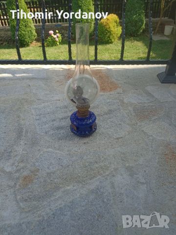 Газена лампа ( синьо стъкло)., снимка 7 - Антикварни и старинни предмети - 46404039