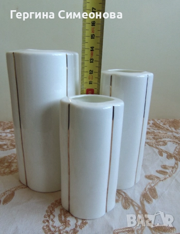 Три вази български костен порцелан, снимка 5 - Вази - 52616257