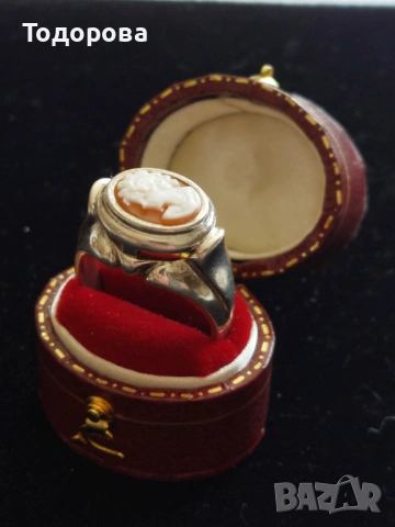 Масивен поръчков сребърен пръстен с камея