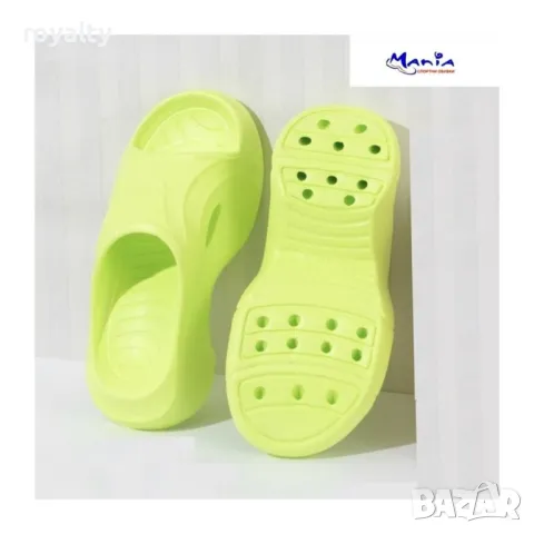 Дамски електриковозелени олекотени чехли на платформа