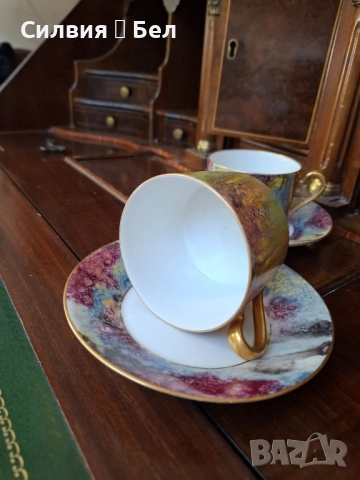 Винтидж комплект от две порцеланови чаши и чинийки "Limoges Paris", снимка 5 - Други стоки за дома - 51796143