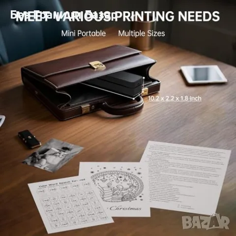 Нов Мини безжичен термопринтер A4, Bluetooth, 300dpi, пътуване за iOS/Android/PC, снимка 5 - Друга електроника - 50294386