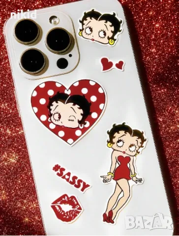 Бети Бууп Betty Boop 2 листа самозалепващи лепенки стикери за ръчна изработка за подарък, снимка 3 - Други - 47527595