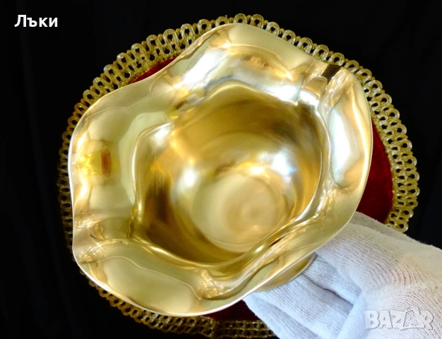 Бронзова бонбониера на пиедестал,купа за сервиране. , снимка 3 - Антикварни и старинни предмети - 54168566