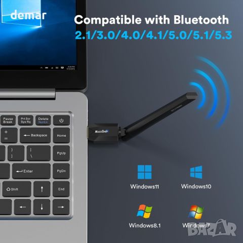 Bluetooth адаптер за PC 5.4, Maxuni USB Bluetooth Dongle 5.4 EDR, снимка 7 - Кабели и адаптери - 45118475