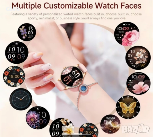 Елегантен дамски смарт часовник с две каишки 7дни батерия, снимка 4 - Друга електроника - 54010792