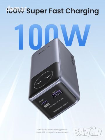 UGREEN Nexode Power Bank 12000mAh 100W бързо зареждане, цифров дисплей, снимка 2 - Външни батерии - 46635566