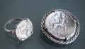 Брошка и пръстен с антични монети сребро, снимка 10
