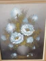 66х57см/стара картина масло върху платно/натюрморт ваза с цветя/дървена рамка, снимка 2