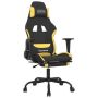 vidaXL Масажен гейминг стол с опора за крака, черно и жълто, плат（SKU:345504, снимка 1 - Столове - 45876432
