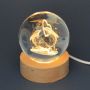 LED Светеща кристална топка/лампа, 3D сензорна - Скачащи в обръч делфини и сърце, снимка 1