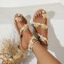 Дамски едноцветни плажни сандали с кръгли пръсти в етнически стил, 7цвята , снимка 3