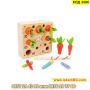Детска дървена игра - сортер с моркови, въдица и червеи с вградени магнити - КОД 3586