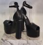 Дамски обувки в черно с висок ток и каишка , снимка 2