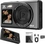 Нова Цифрова камера 5K 80MP с 18X зуум карта памет 32GB черна за влог, снимка 1