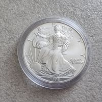 САЩ. 1 сребърен долар. 1998 година. Американски сребърен орел Сребро 0.999., снимка 2 - Нумизматика и бонистика - 45199625