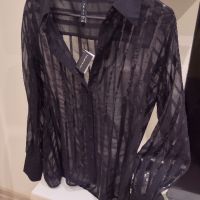 ЛОТ 5 дамски черни топа черна блуза с мрежа риза с пайети потник кроп топ с гол гръб Amisu , снимка 7 - Корсети, бюстиета, топове - 45538526