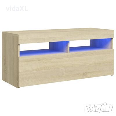 vidaXL ТВ шкаф с LED осветление, сонома дъб, 90x35x40 см(SKU:804385, снимка 1