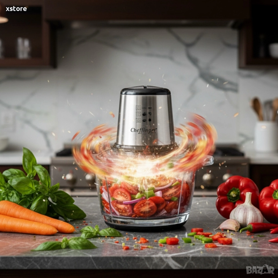 Висококачествен чопър Cheffinger CF-FP500 – за секунди нарязва, смесва и пести време в кухнята, снимка 1