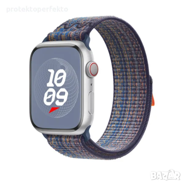 Текстилна каишка Apple Watch 7, 8 – 38mm/ 40mm/ 41mm, синя, велкро, снимка 1