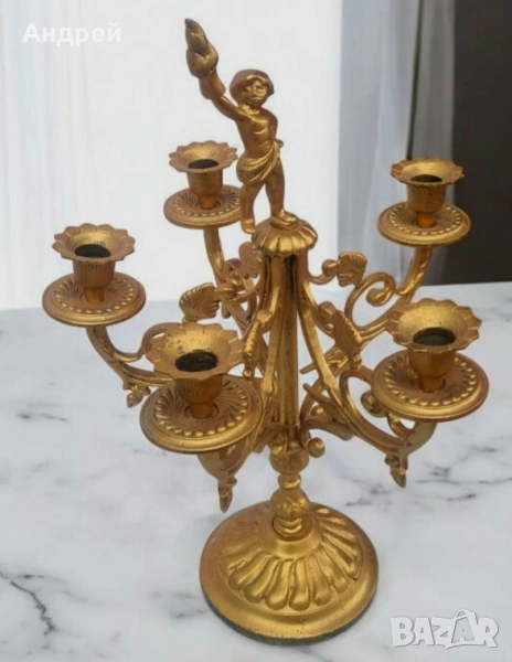 Позлатен Бронзов Свещник , снимка 1