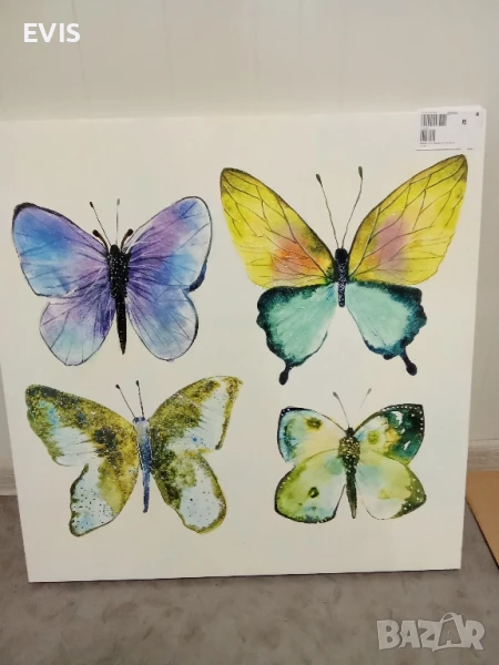 Картина с пеперуди 60x60 см върху дървена рамка, снимка 1