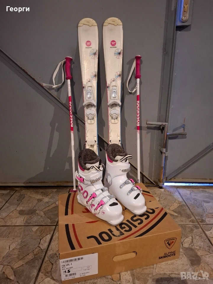 Детски комплект ски Rossignol-100см.+обувки Rossignol-21.5 , снимка 1