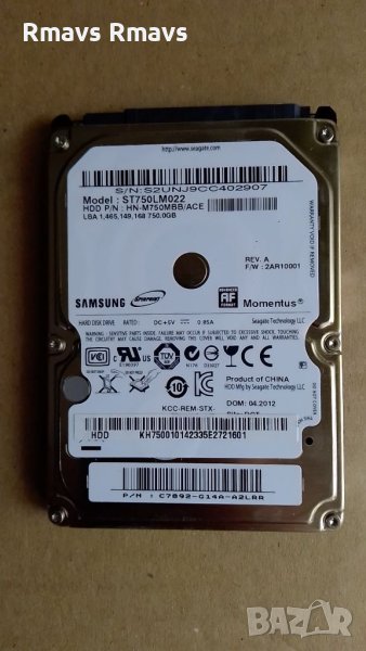 Хард диск 750GB 2.5" Samsung sata2 100% здраве , снимка 1